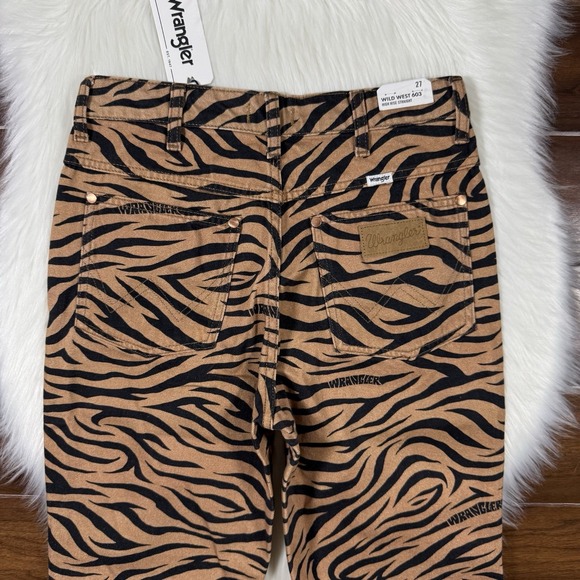 Wrangler Size 27 Brown Black Purr‎ Print Wild West 603 High Rise Straight Jeans - Picture 8 of 10